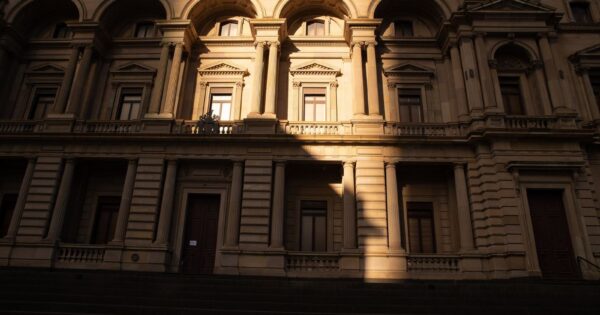 Capture of a historic building facade in Melbourne during daylight, showcasing classic architecture.
