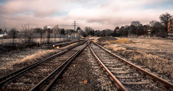 A frosty morning scene of railway tracks in Germany, perfect for travel photography.
